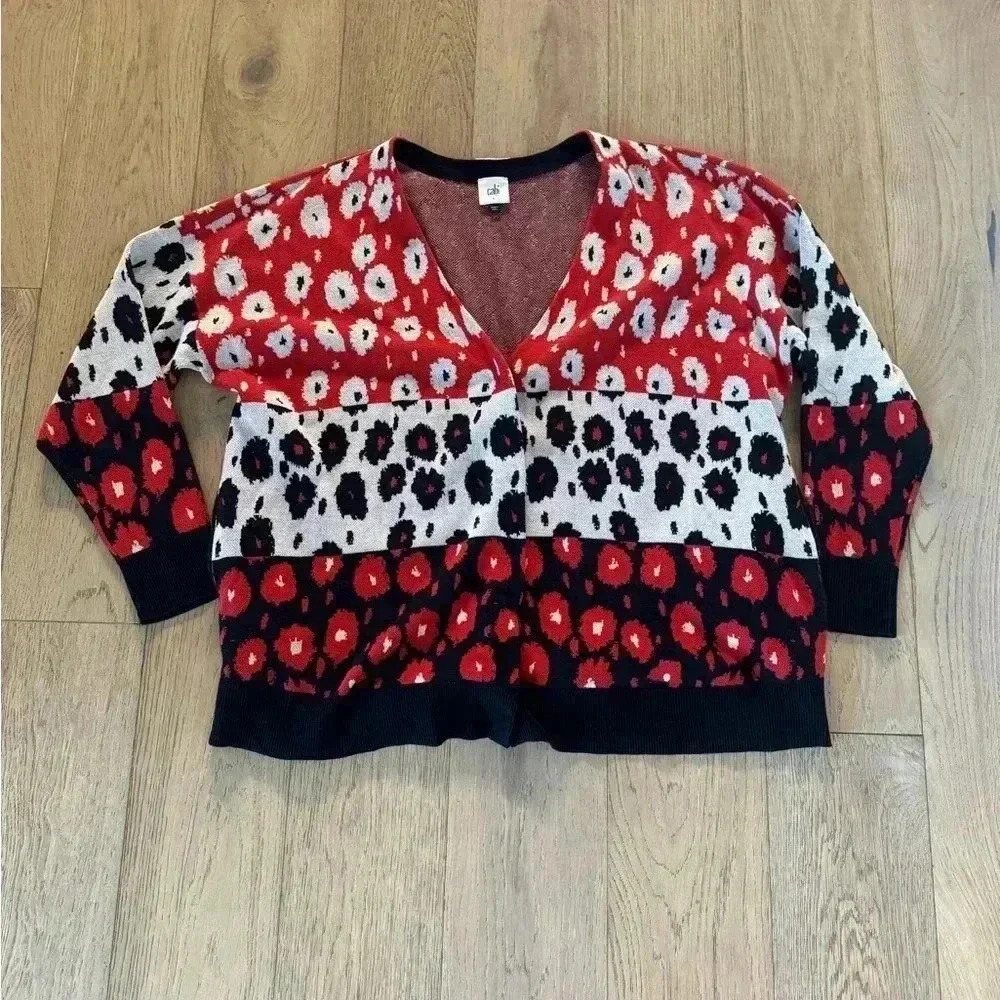 Cabi Upbeat Cardigan #6163 Red White Blue Large $164